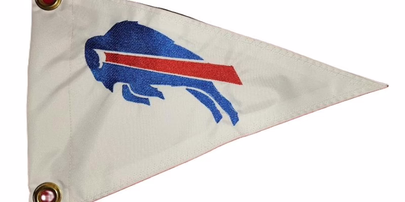 Buffalo Bills safety flag with double sided embroidery on durable red nylon