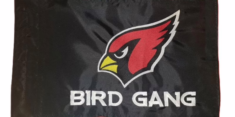 Arizona Cardinals safety flag with double sided embroidery on durable black nylon