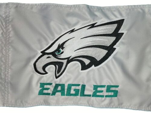 Philadelphia Eagles safety flag with double sided embroidery on durable silver nylon