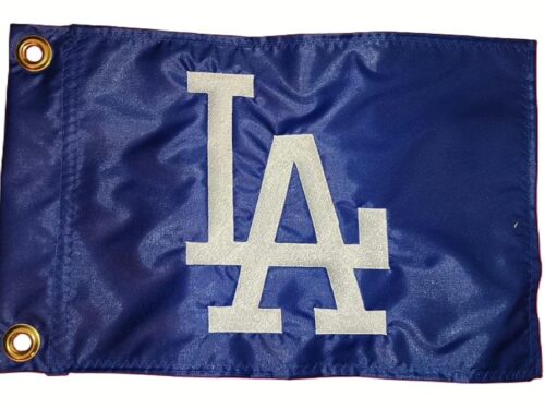 LA Dodgers safety flag with double sided embroidery on durable royal blue nylon