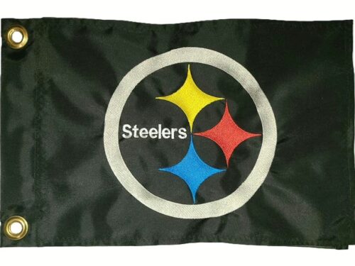 Pittsburgh Steelers safety flag with double sided embroidery on durable black nylon