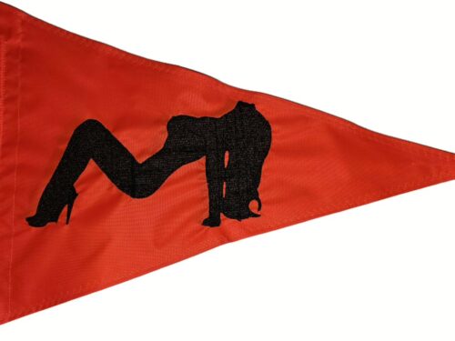 Sexy Girl safety flag with double sided embroidery on Bright orange nylon pennant