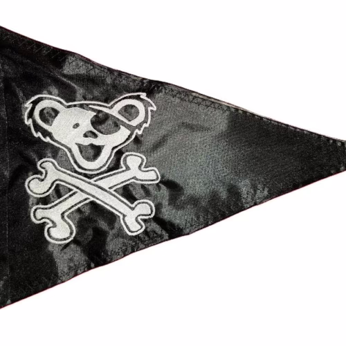 Grateful Dead Pirate Bear safety flag with double sided embroidery on black nylon pennant