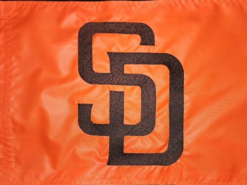 San Diego Padres safety flag with double sided embroidery on durable orange nylon