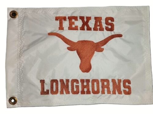 Texas Longhorns safety flag with double sided embroidery on durable white nylon