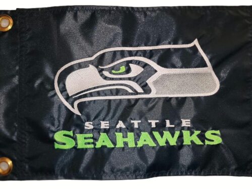 Seattle Seahawks safety flag with double sided embroidery on durable navy nylon