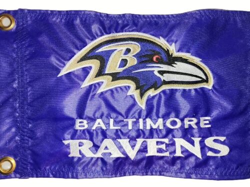 Baltimore Ravens safety flag with double sided embroidery on durable purple nylon