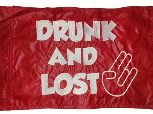 Drunk And Lost Red Rectangle Embroidery Safety Whip Flag Sleeve