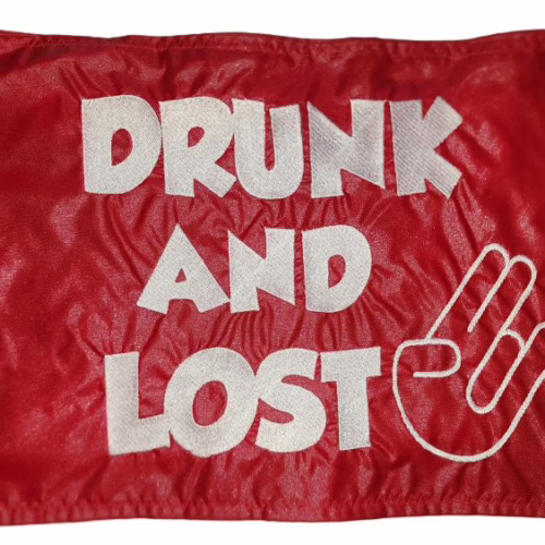 Drunk And Lost Red Rectangle Embroidery Safety Whip Flag Sleeve
