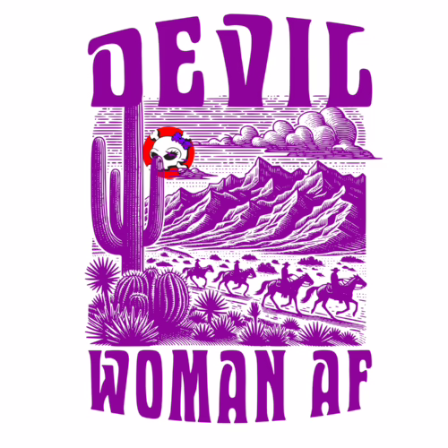 "Devil Woman AF" | Retro Desert Skull Graphic Tee