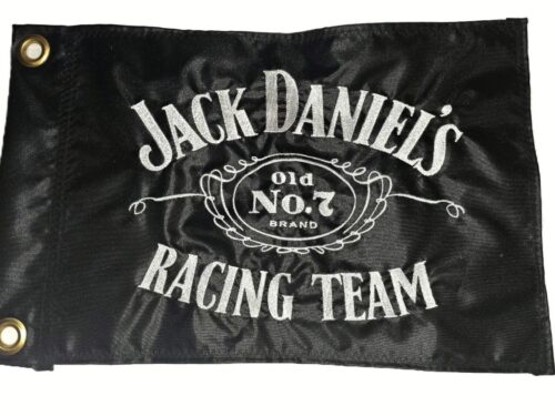 Jack Daniels Racing Team safety flag with double sided embroidery on durable black nylon