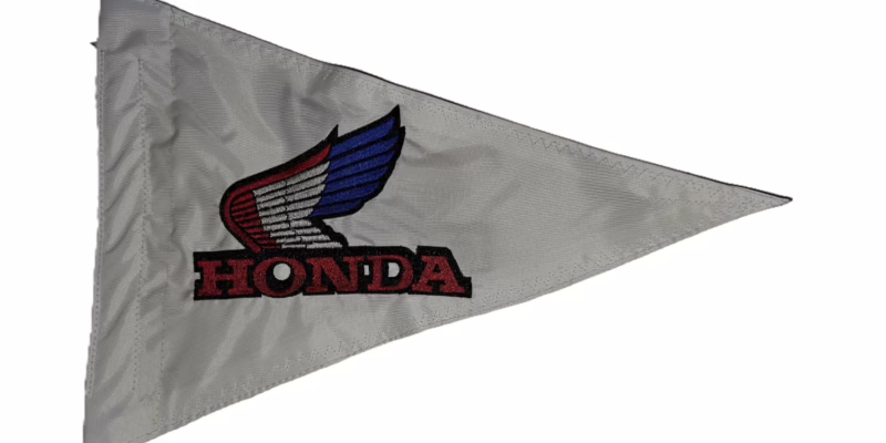 Honda Wing safety flag with double sided embroidery on durable nylon