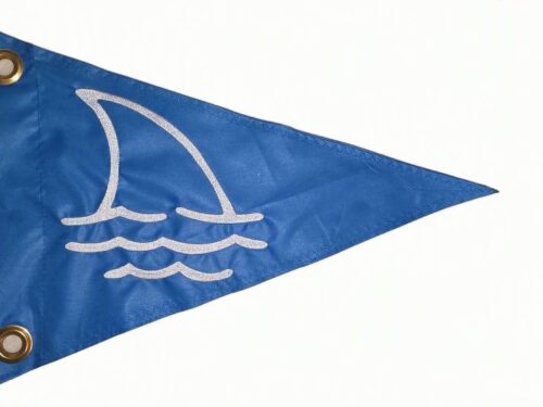 Shark Fin safety flag with double sided embroidery on durable nylon